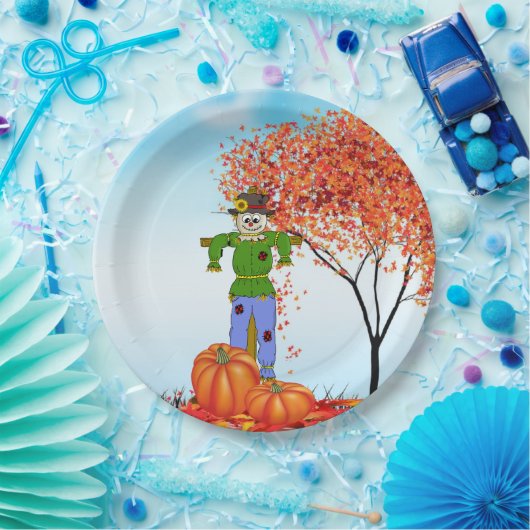 かわいい秋のかかし紙皿 ペーパープレート (パーティー)