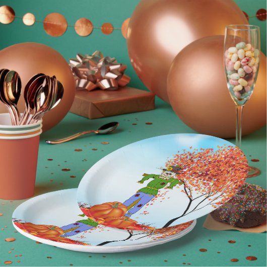 かわいい秋のかかし紙皿 ペーパープレート (複数)
