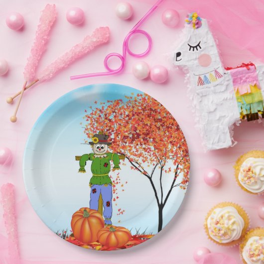 かわいい秋のかかし紙皿 ペーパープレート (パーティー)