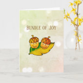 かわいい秋のどんぐり Bundle of Joy 双子の赤ちゃんのベビーシャワー カード (黄色い花)