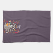 かわいい秋のアライグマカスタム文字 キッチンタオル (横)