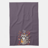 かわいい秋のアライグマカスタム文字 キッチンタオル (縦)