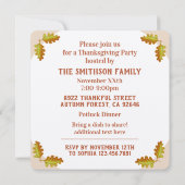 かわいい秋のオークの葉 感謝祭 家族パーティー 招待状 (裏面)
