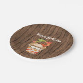 かわいい秋のカップケーキオンウッド秋ハッピーバースデー ペーパープレート (アングル)