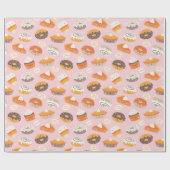かわいい秋のカップケーキ、ドーナツ、文字付きパイ ラッピングペーパー (フラット)