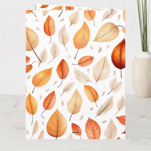 かわいい秋のカボチャと葉っぱの魔除け人形 カード (裏面)