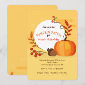 かわいい秋のカボチャの招待状 招待状 (正面/裏面)