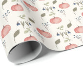 かわいい秋のカボチャ水彩秋と離れ ラッピングペーパー (ロールコーナー)