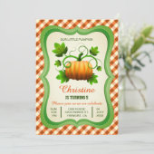 かわいい秋のカボチャ誕生日パーティーの招待状 招待状 (スタンド正面)