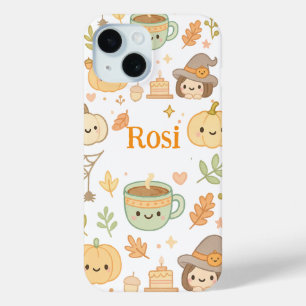 かわいい秋のカボチャiPhoneケース – 名パーソナライズされた前 iPhone 15ケース