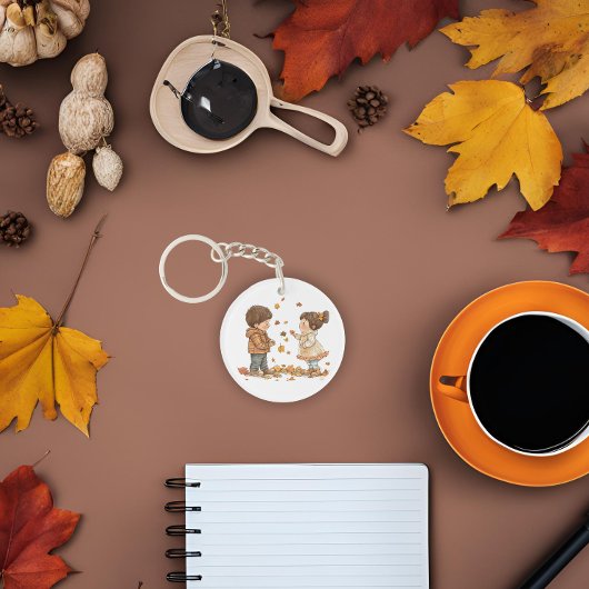 かわいい秋のキッズプレイタイム キーホルダー