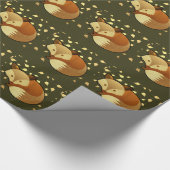 かわいい秋のキツネ ラッピングペーパー (角)