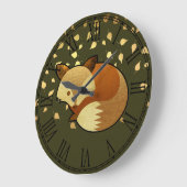 かわいい秋のキツネ ラージ壁時計 (傾斜)