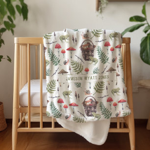 かわいい秋のキノコ 水彩イラスト シェルパブランケット