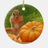 かわいい秋のシマリス セラミックオーナメント (裏面)