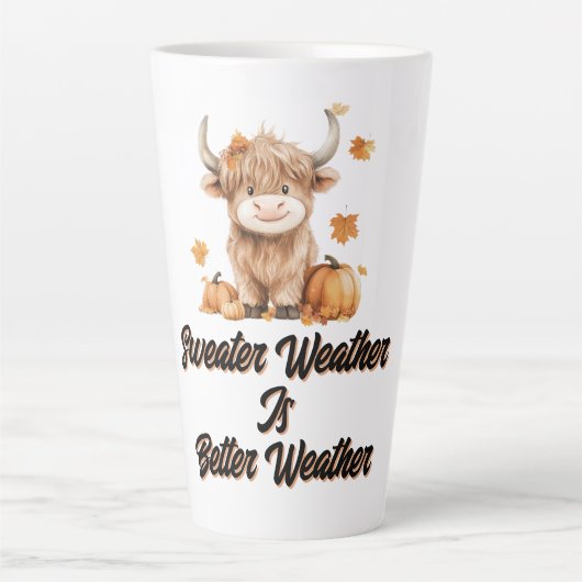 かわいい秋のハイランドカウズ カフェラテマグ (正面)