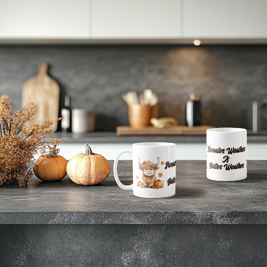 かわいい秋のハイランドカウズ コーヒーマグカップ