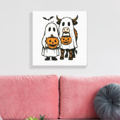 かわいい秋のハイランド牛の幽霊ハロウィン2 キャンバスプリント (インサイチュ (リビング))
