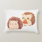 かわいい秋のハリネズミ – かわいい秋森林動物 アクセントクッション (裏面)