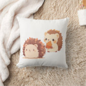 かわいい秋のハリネズミ – かわいい秋森林動物 クッション (ブランケット)