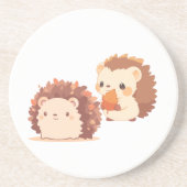 かわいい秋のハリネズミ – かわいい秋森林動物 コースター (正面)