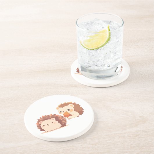 かわいい秋のハリネズミ – かわいい秋森林動物 コースター (側面)