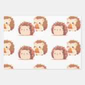 かわいい秋のハリネズミ – かわいい秋森林動物 ラッピングペーパーシート (正面3)