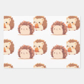 かわいい秋のハリネズミ – かわいい秋森林動物 ラッピングペーパーシート (正面2)