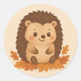 かわいい秋のハリネズミ ラウンドシール
