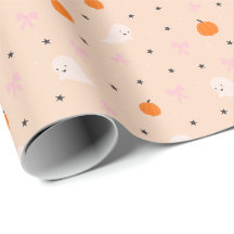 かわいい秋のハロウィンゴースト柄の包装紙