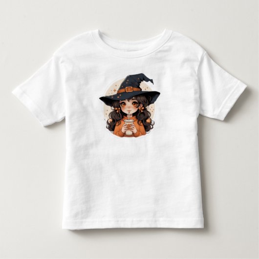 かわいい秋のハロウィンTシャツ 女の子用 | 愛らしい秋のデザイン トドラーTシャツ (正面)