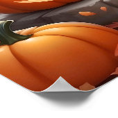 かわいい秋のハロウィーンキッチンインコスチュームカボチャ ポスター (角)