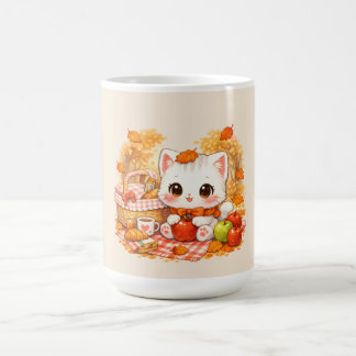 かわいい秋のピクニック子猫 - 可愛い落ち着くネコ コーヒーマグカップ