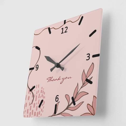 かわいい秋のフローラと幾何学抽象芸術 スクエア壁時計 (傾斜)