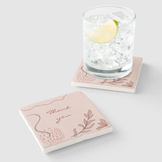 かわいい秋のフローラと幾何学的抽象芸術 ストーンコースター (横)