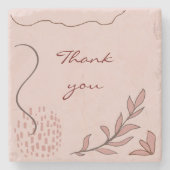 かわいい秋のフローラと幾何学的抽象芸術 ストーンコースター (正面)