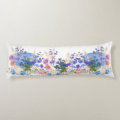 かわいい秋のポンプキンパステルブルーボタニカル水彩 ボディピロー (裏面)