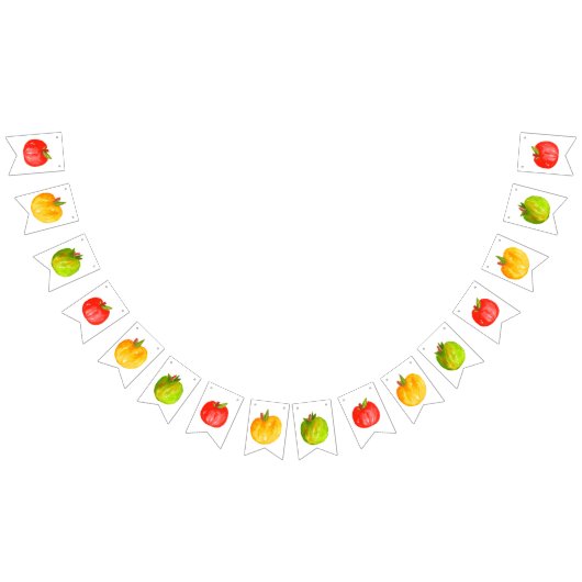 かわいい秋のリンゴの実の誕生日 バンティングフラッグ (全)