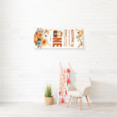 かわいい秋の七面鳥感謝祭1歳の誕生日歓迎 横断幕 (インサイチュ)