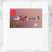 かわいい秋の冬のシーン犬とレディ 長方形シール (バッグ)