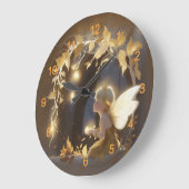 かわいい秋の妖精白熱［赤熱］光を放つ花 ラージ壁時計 (傾斜)