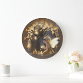 かわいい秋の妖精白熱［赤熱］光を放つ花 ラージ壁時計 (ホーム)