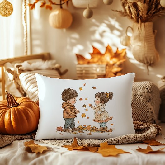 かわいい秋の子ども アクセントクッション