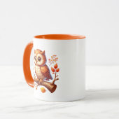 かわいい秋の季節のフクロウのモノグラム マグカップ (正面左)