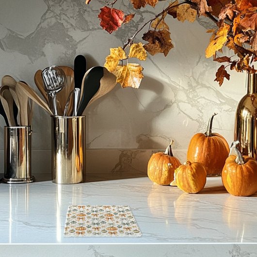 かわいい秋の弓パターン ガラスコースター