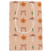 かわいい秋の弓パターン ミディアムペーパーバッグ (正面)