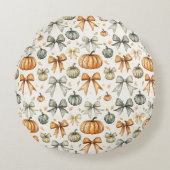 かわいい秋の弓パターン ラウンドクッション (正面)