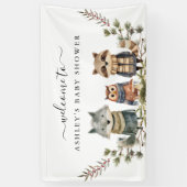 かわいい秋の森 |ベビーシャワー歓迎バナー 横断幕 (縦)