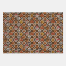 かわいい秋の森 ラッピングペーパーシート