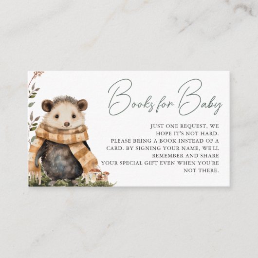 かわいい秋の森 |赤ちゃんシャワー予約のリクエスト エンクロージャーカード (正面)